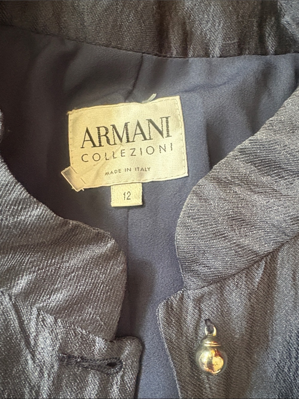 Armani Women's Navy Blue Button-Front Jacket - Picture 4 of 5